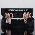 Moissanite Pink Opal Alien Star Open Face Grillz