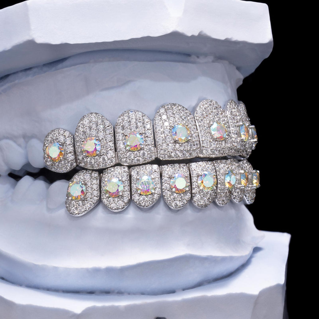 Multi-Color "Rainbow" Honeycomb Moissanite Grillz