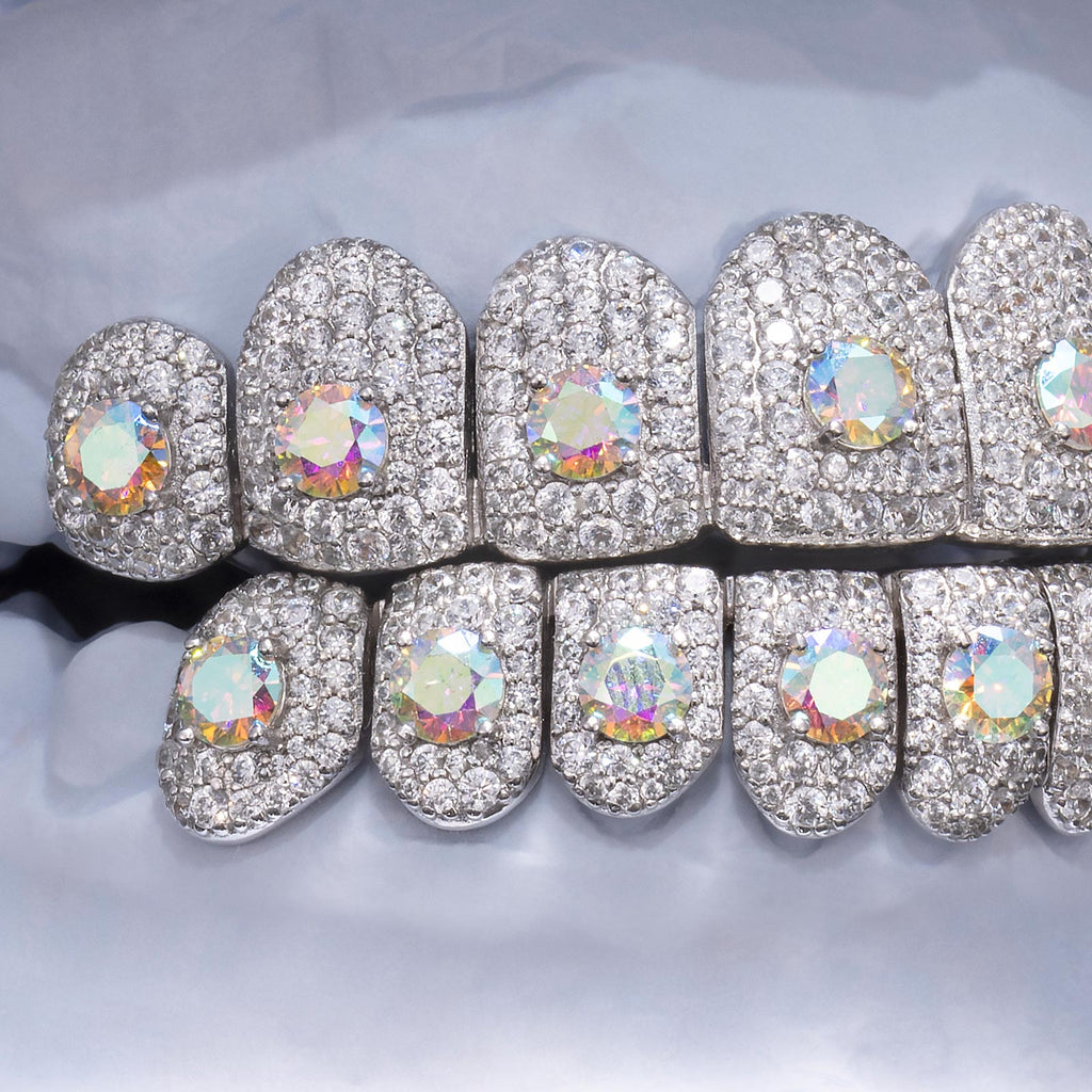 Multi-Color "Rainbow" Honeycomb Moissanite Grillz