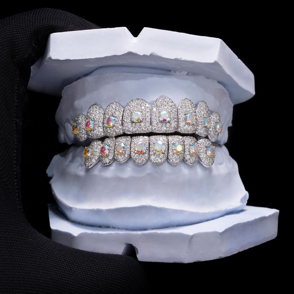 Multi-Color "Rainbow" Honeycomb Moissanite Grillz