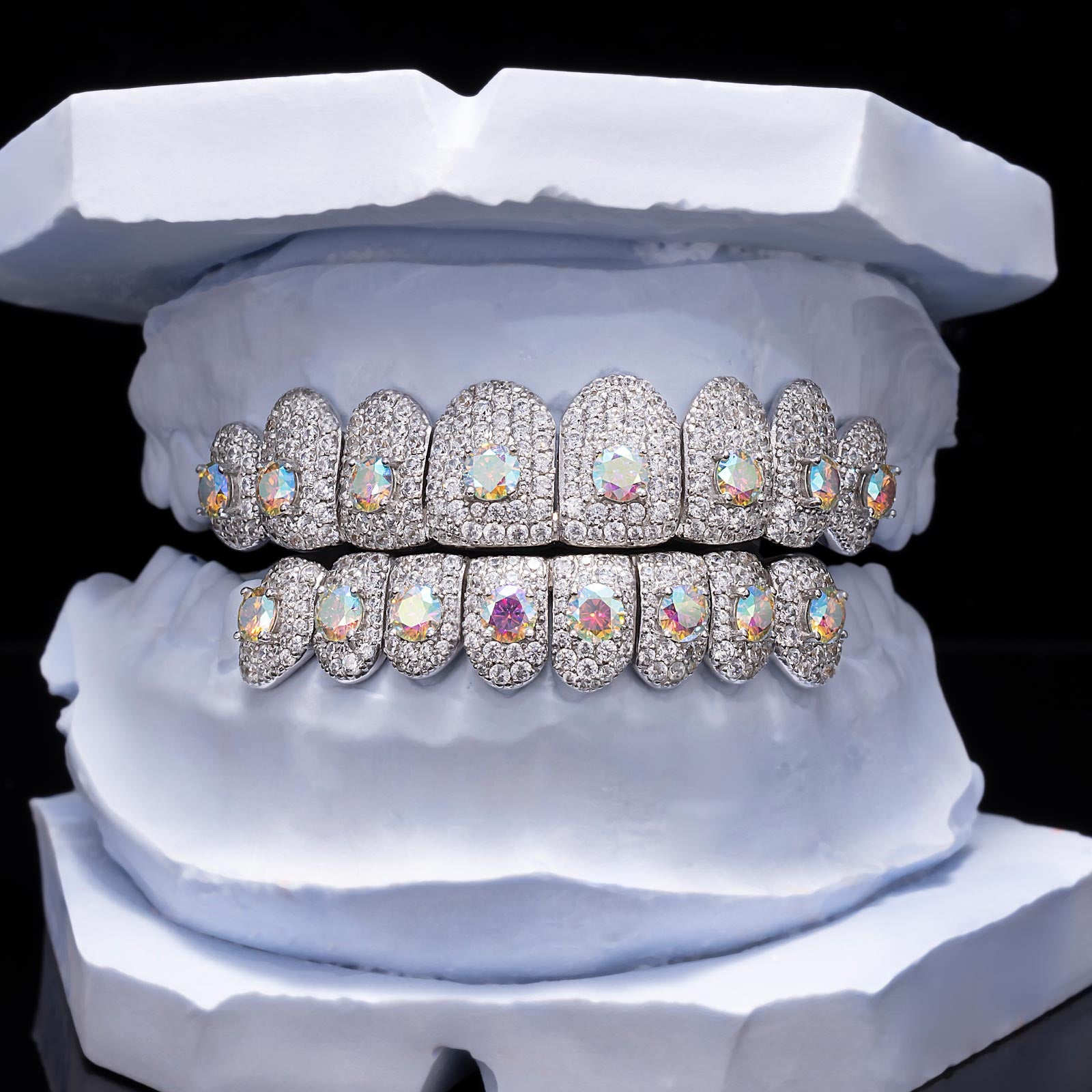 Multi-Color "Rainbow" Honeycomb Moissanite Grillz