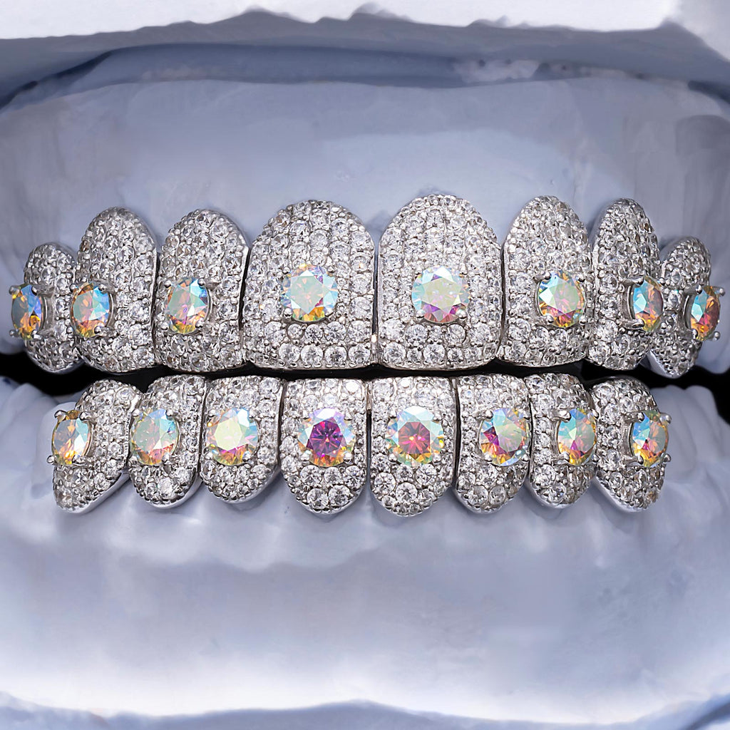Multi-Color "Rainbow" Honeycomb Moissanite Grillz