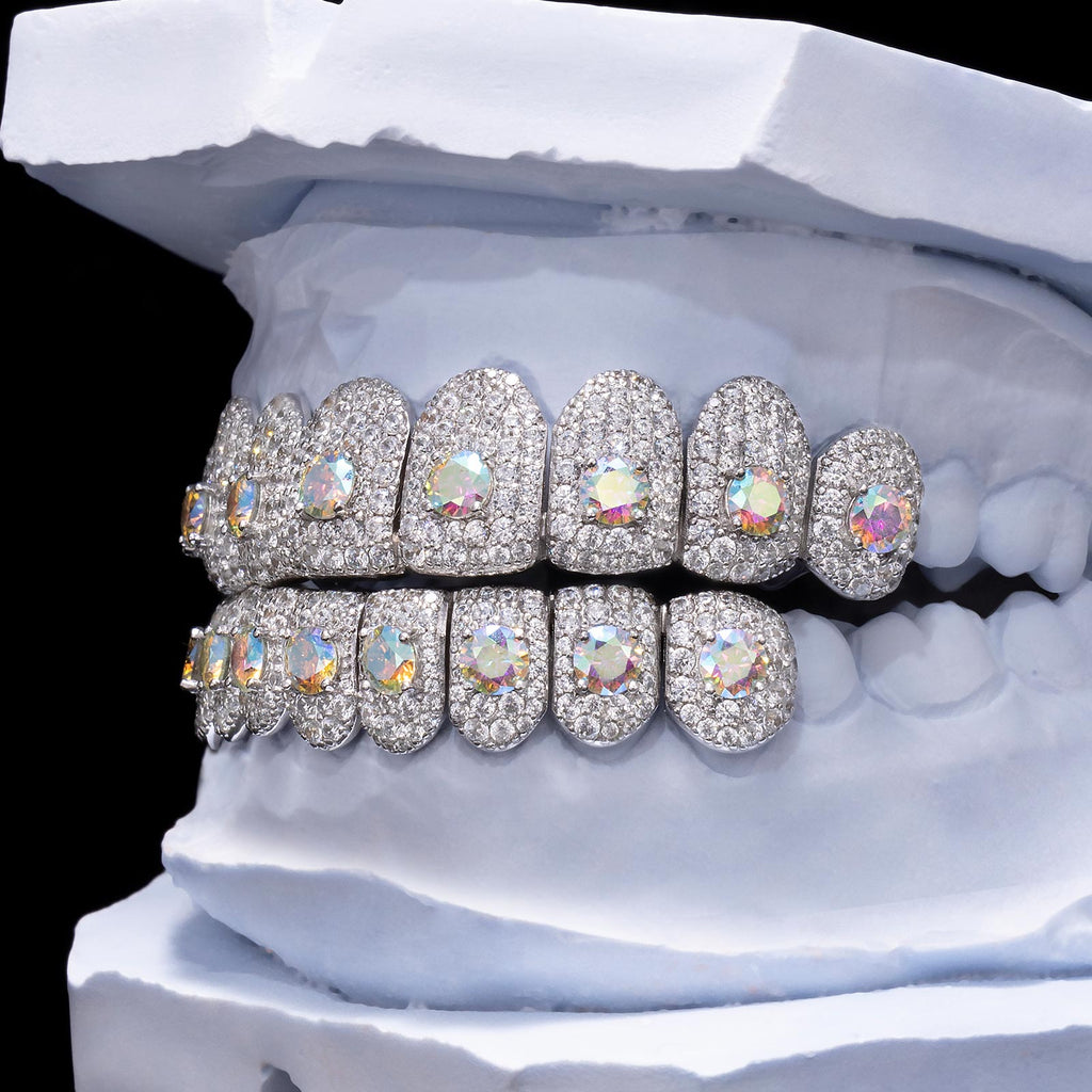 Multi-Color "Rainbow" Honeycomb Moissanite Grillz