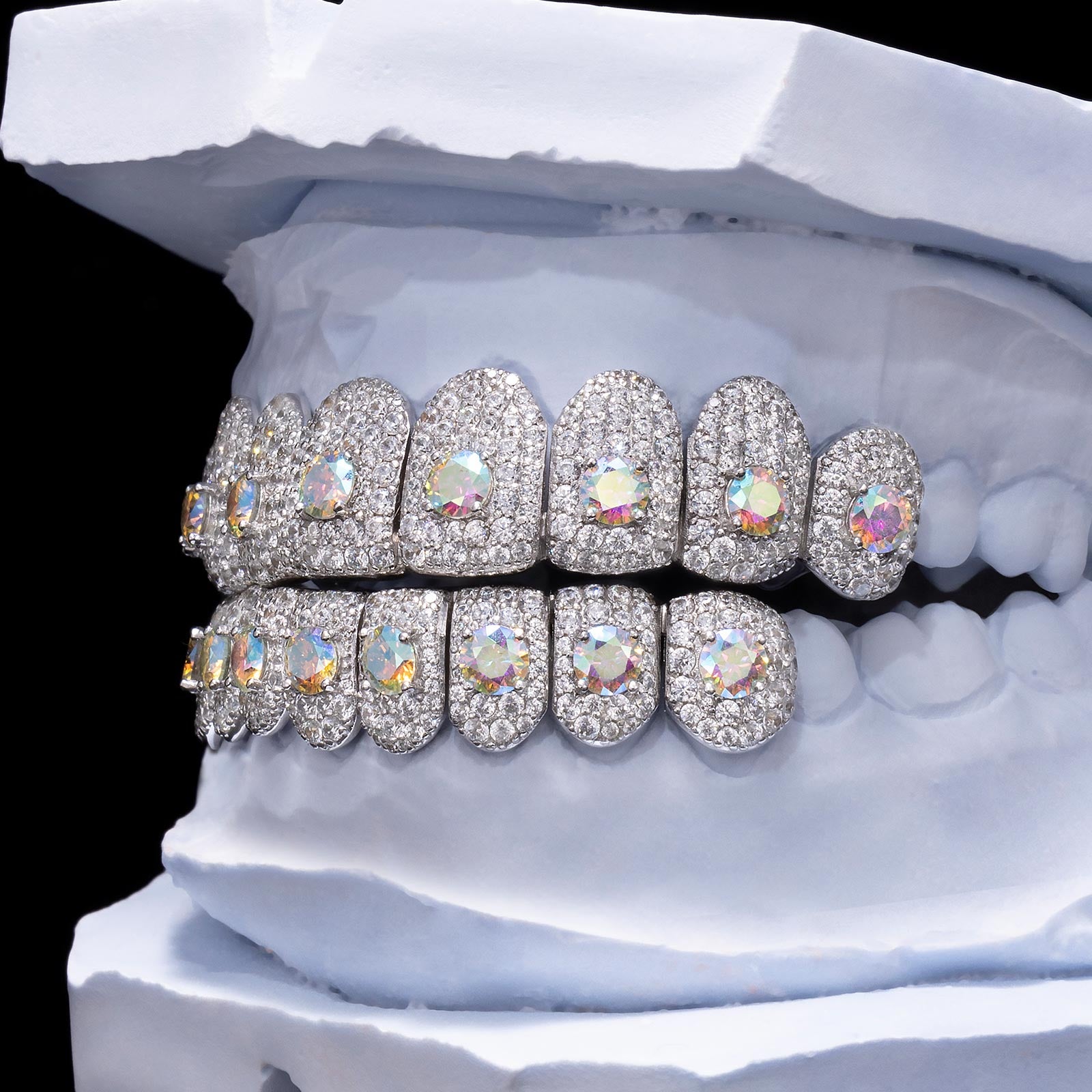 Multi-Color "Rainbow" Honeycomb Moissanite Grillz
