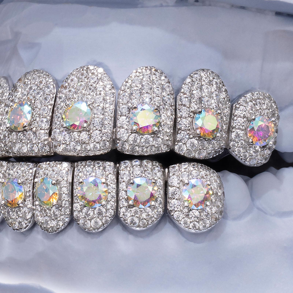 Multi-Color "Rainbow" Honeycomb Moissanite Grillz