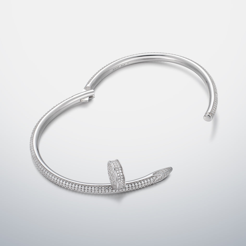 Nail Bracelet with Full Moissanite