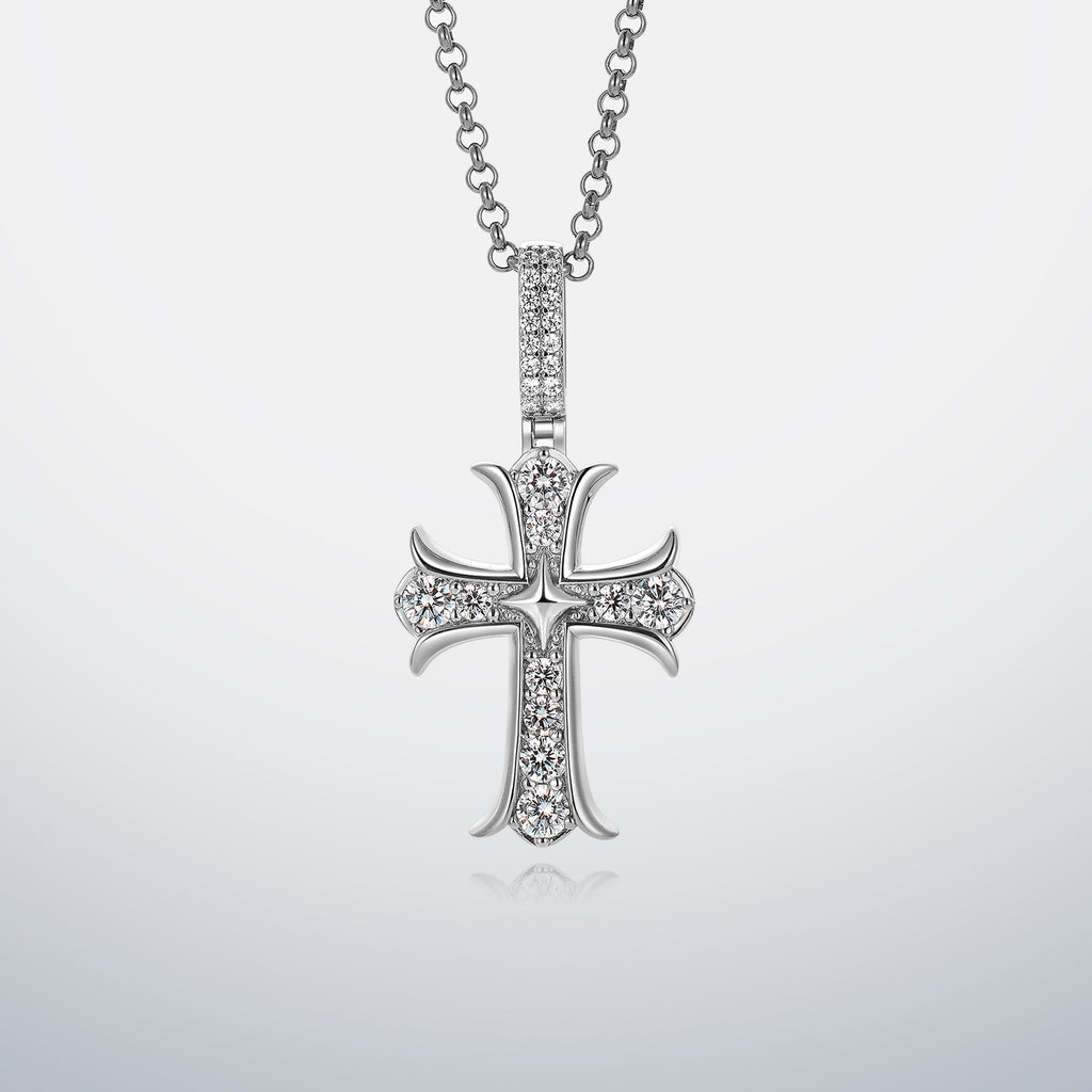 North Star Moissanite Cross Pendant