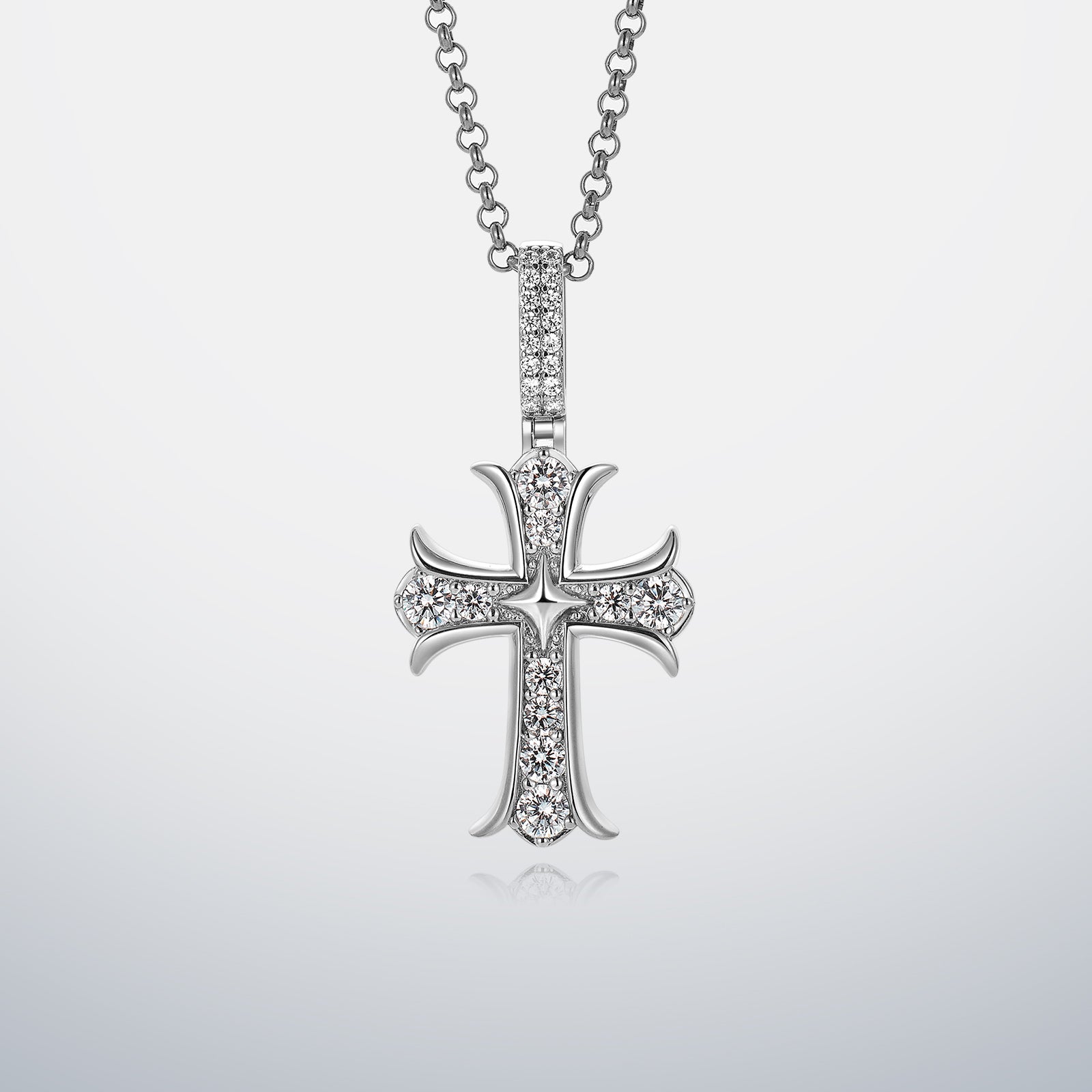 North Star Moissanite Cross Pendant