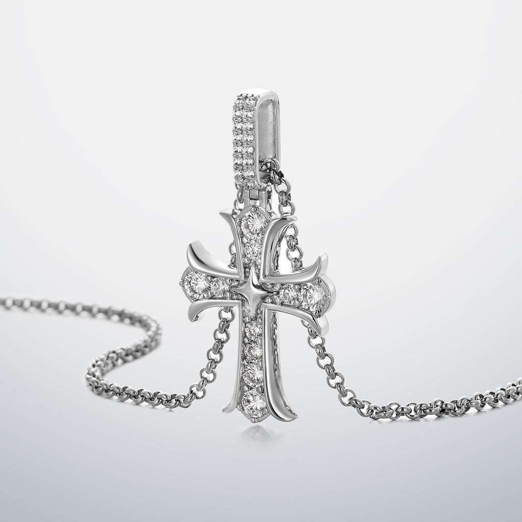 North Star Moissanite Cross Pendant