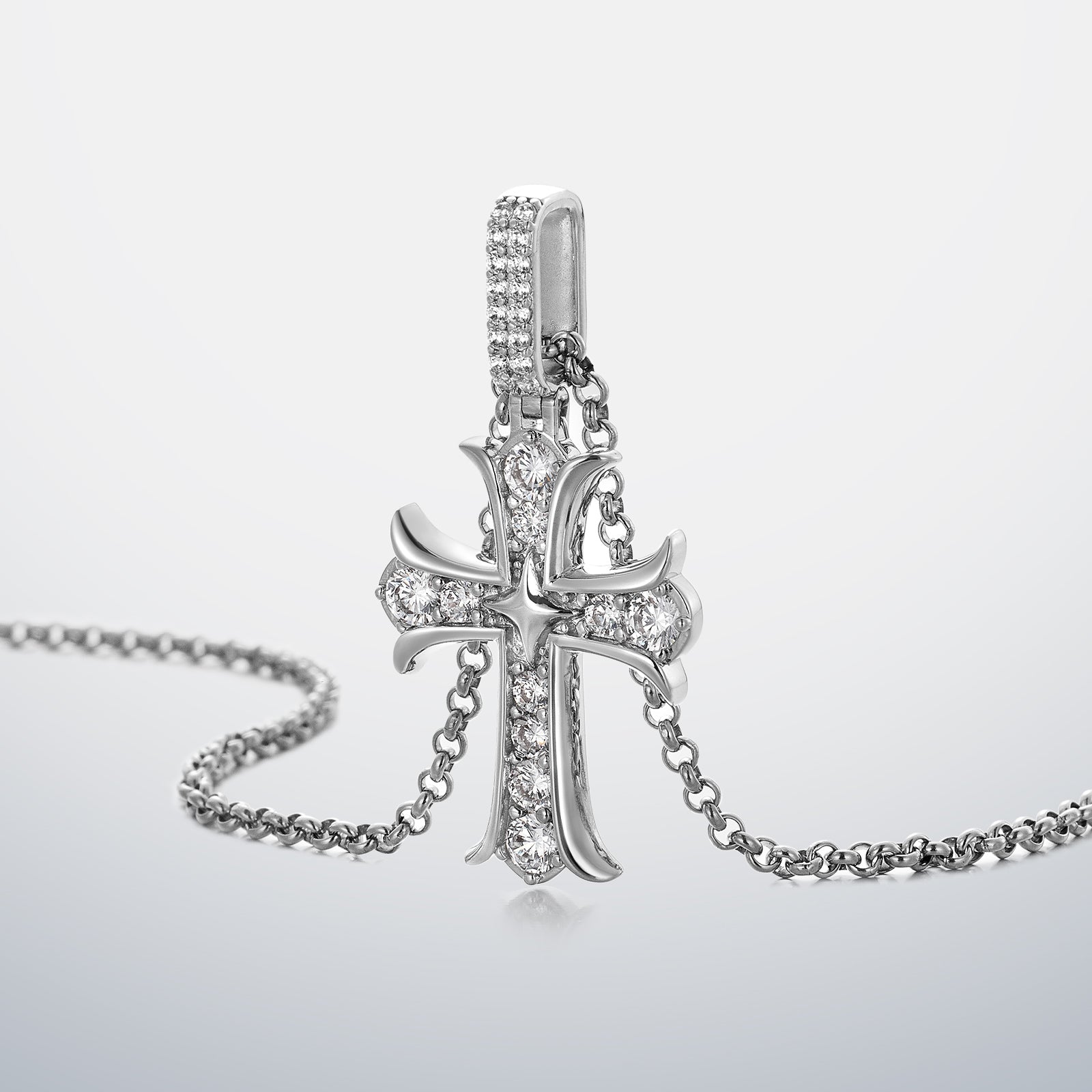 North Star Moissanite Cross Pendant