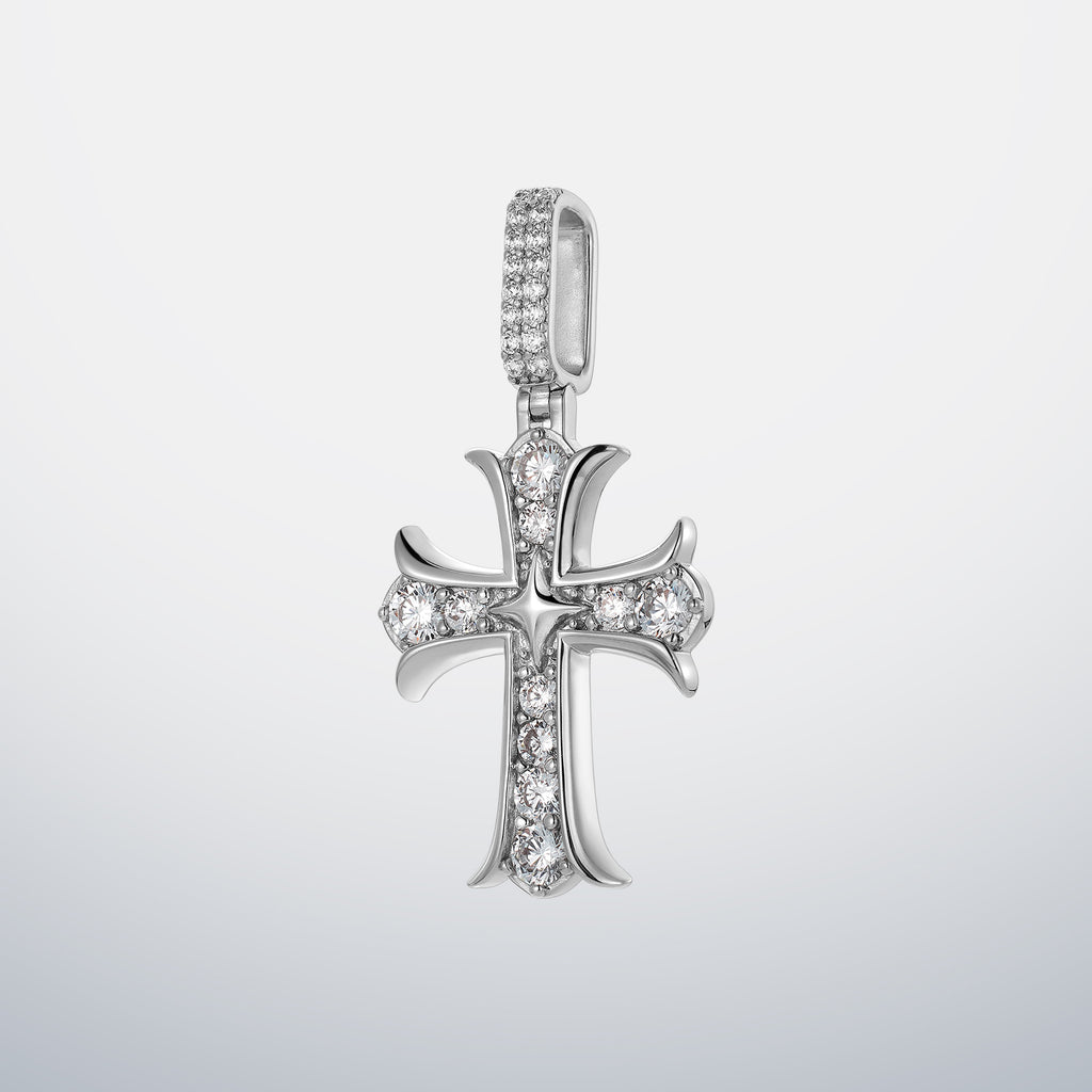 North Star Moissanite Cross Pendant