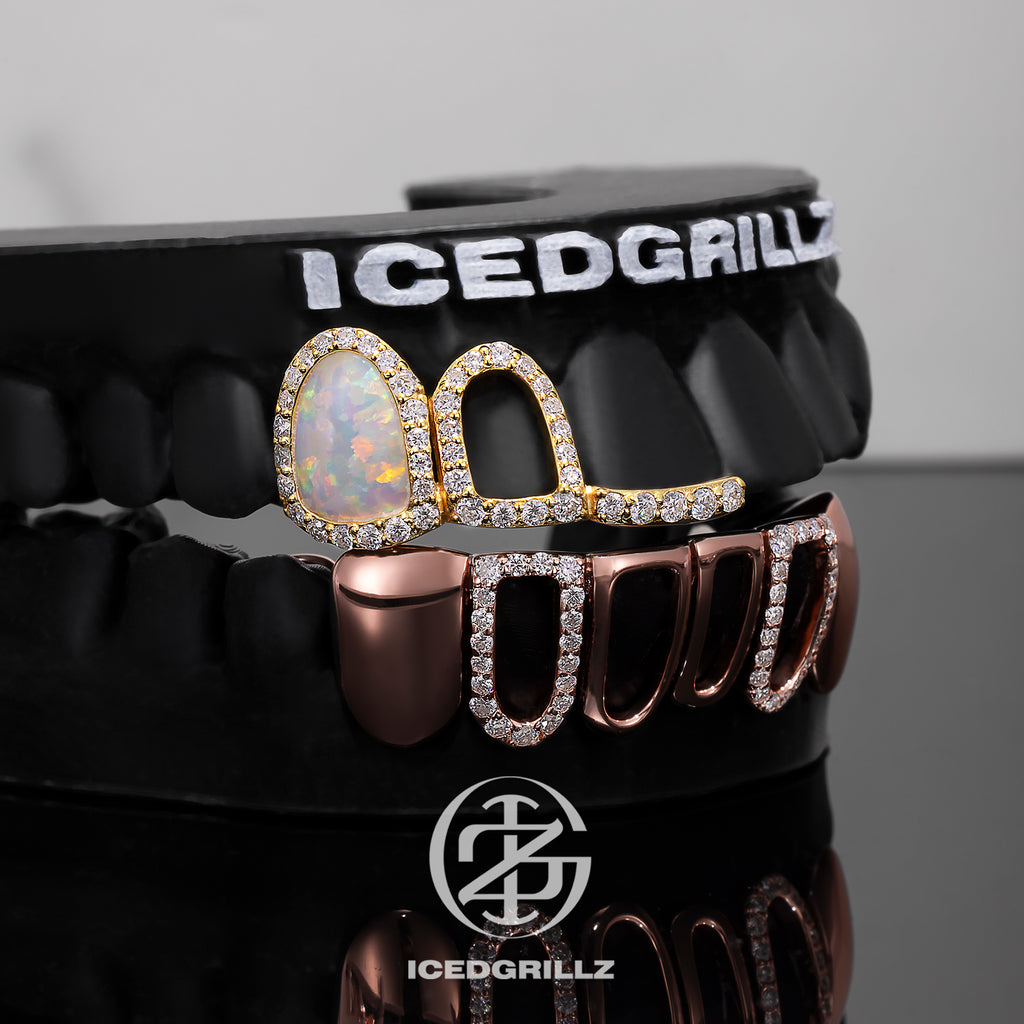 Opal Halo Iced Open Face Grillz