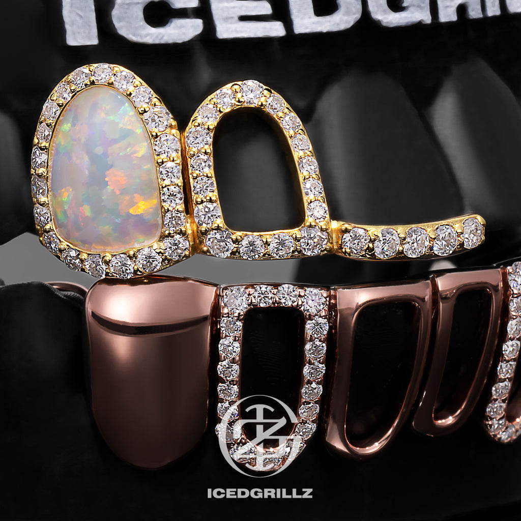 Opal Halo Iced Open Face Grillz