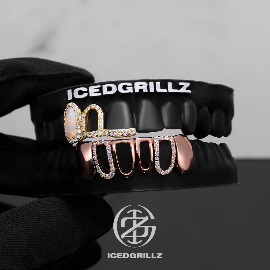 Opal Halo Iced Open Face Grillz