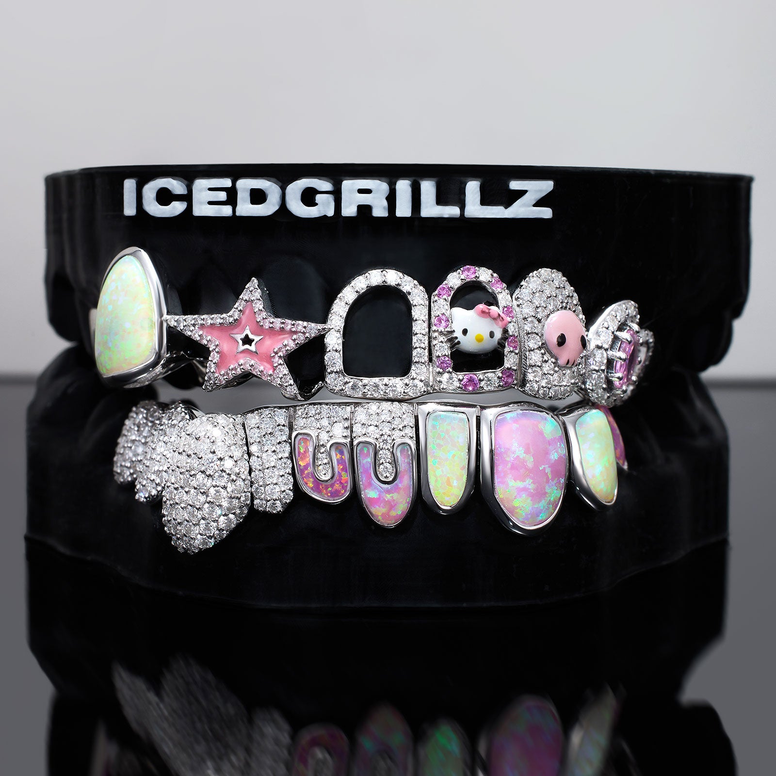 Opal Moissanite Puzzle Element Star & Kitty Grillz