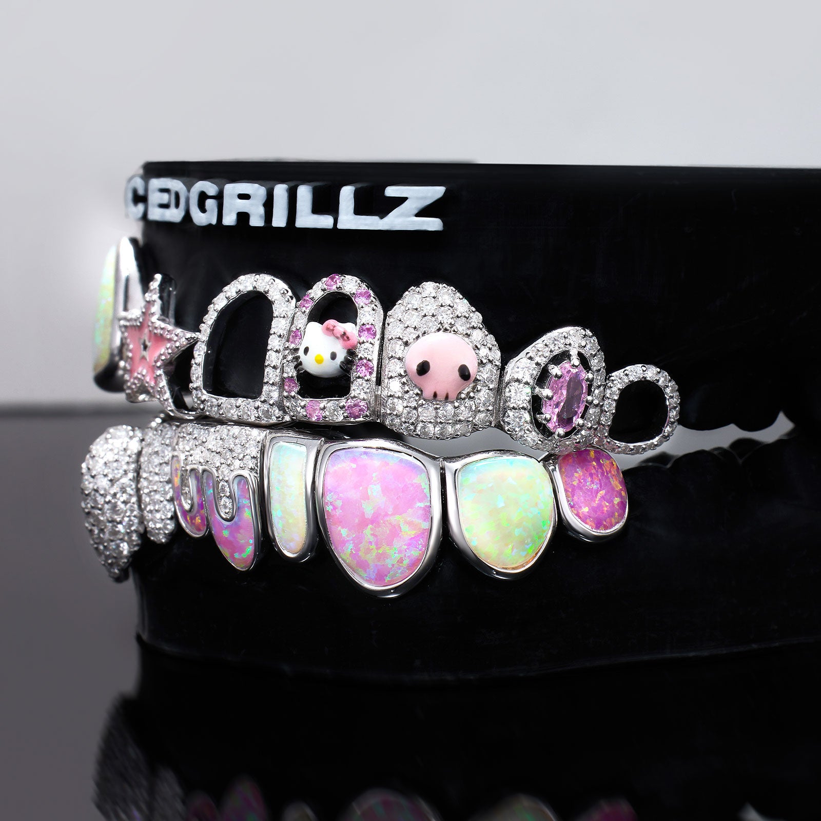Opal Moissanite Puzzle Element Star & Kitty Grillz