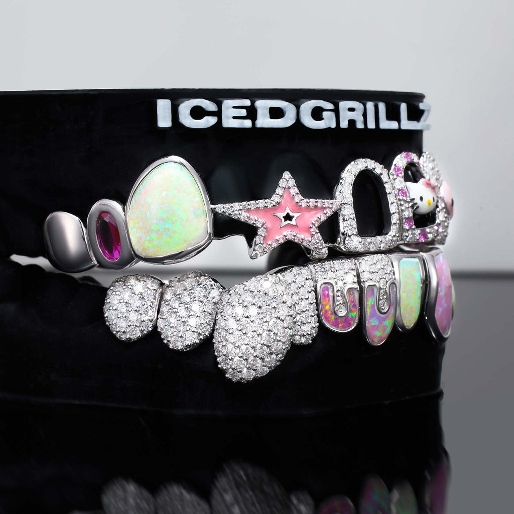 Opal Moissanite Puzzle Element Star & Kitty Grillz
