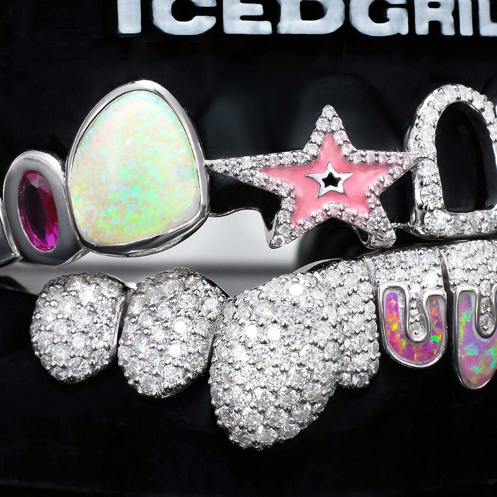 Opal Moissanite Puzzle Element Star & Kitty Grillz