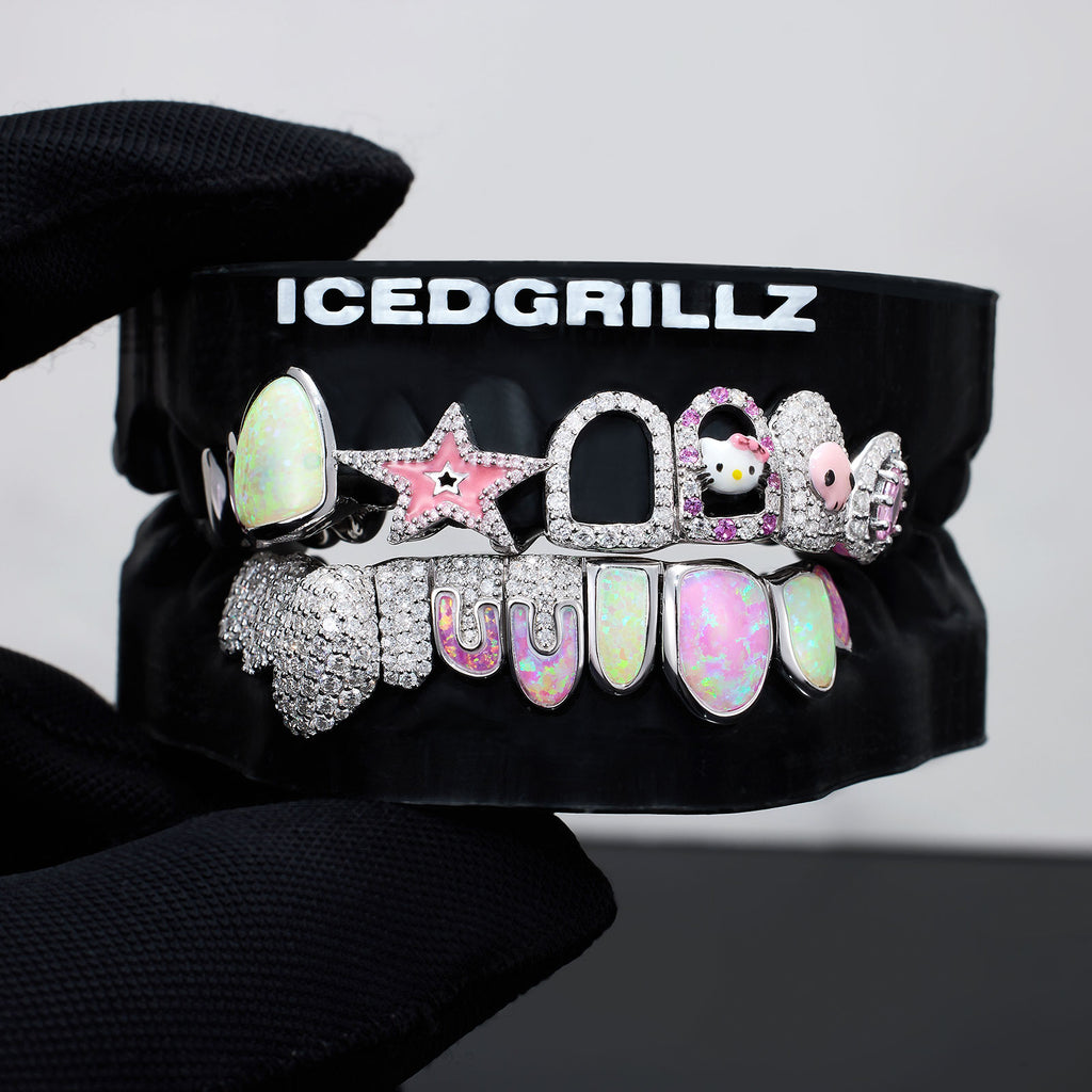 Opal Moissanite Puzzle Element Star & Kitty Grillz
