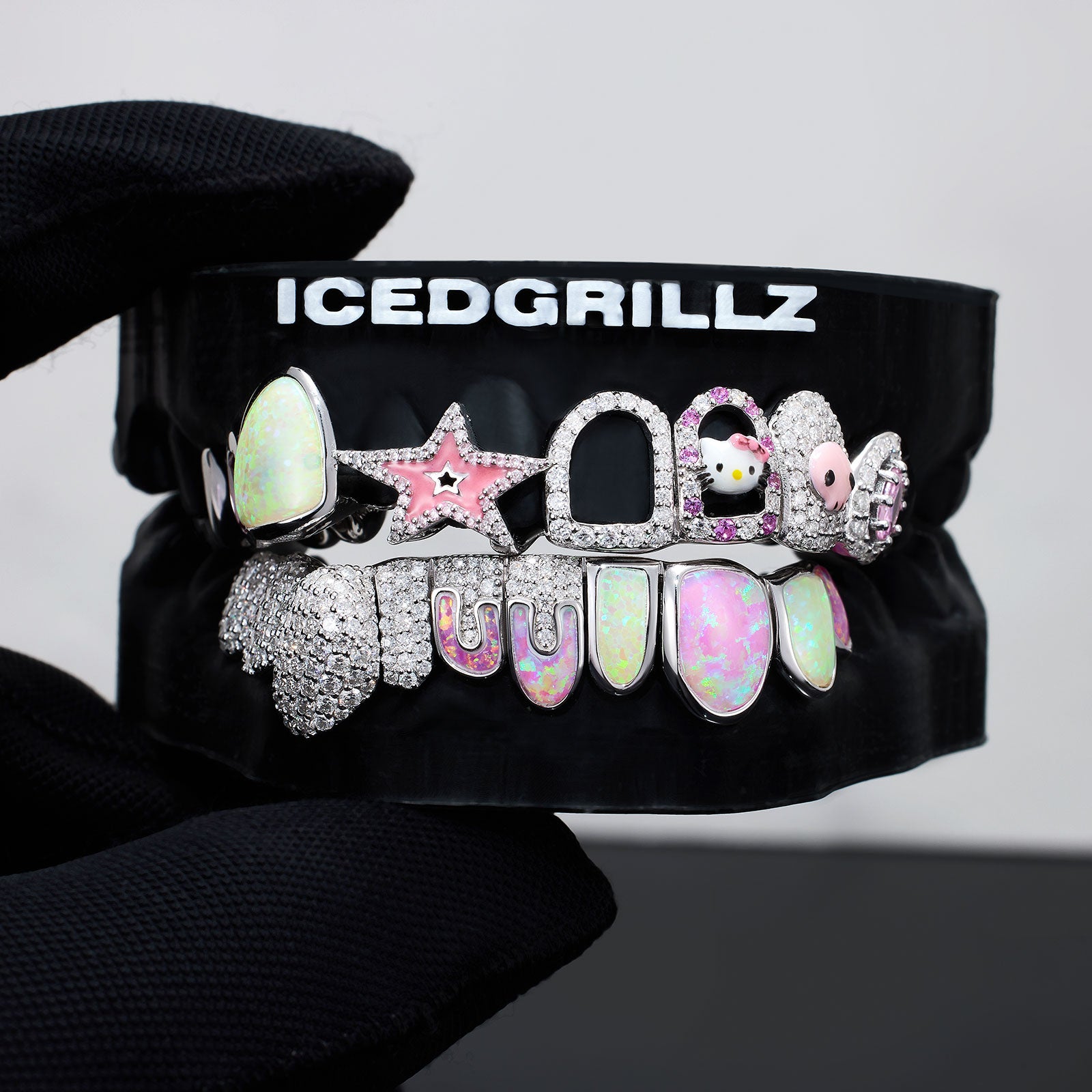 Opal Moissanite Puzzle Element Star & Kitty Grillz