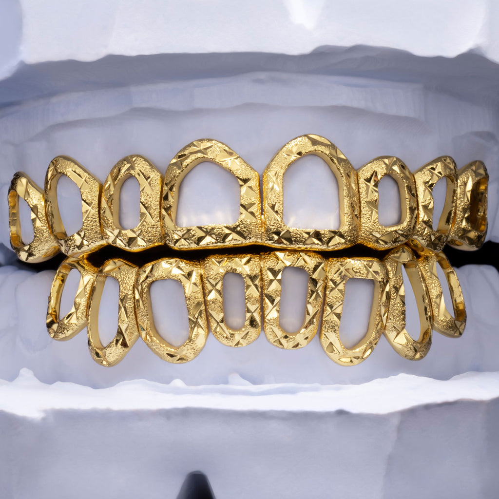 Open-Face Diamond Cut Dust Grillz