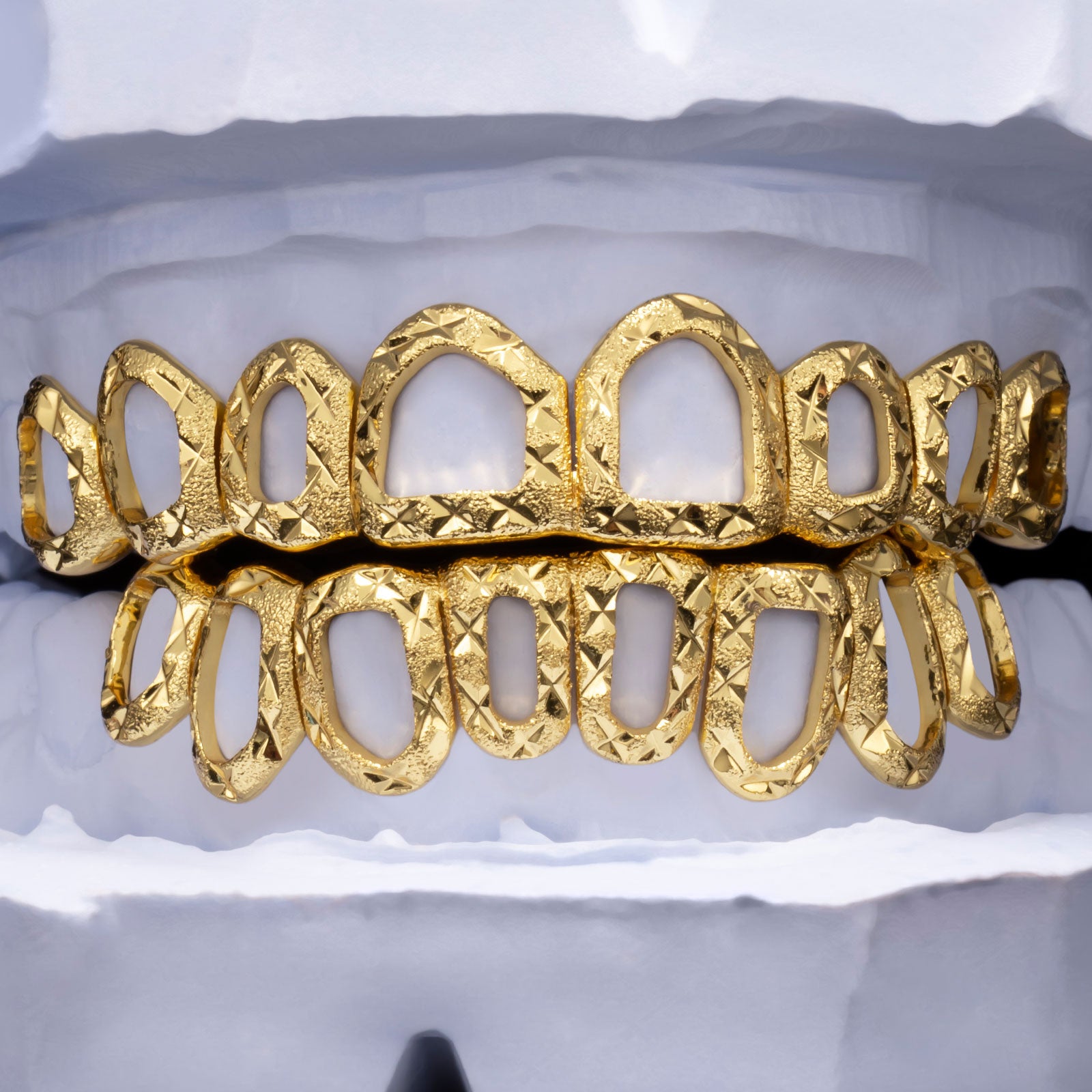 Open-Face Diamond Cut Dust Grillz