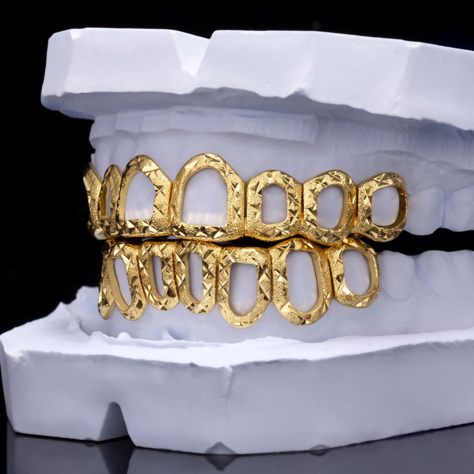 Open-Face Diamond Cut Dust Grillz