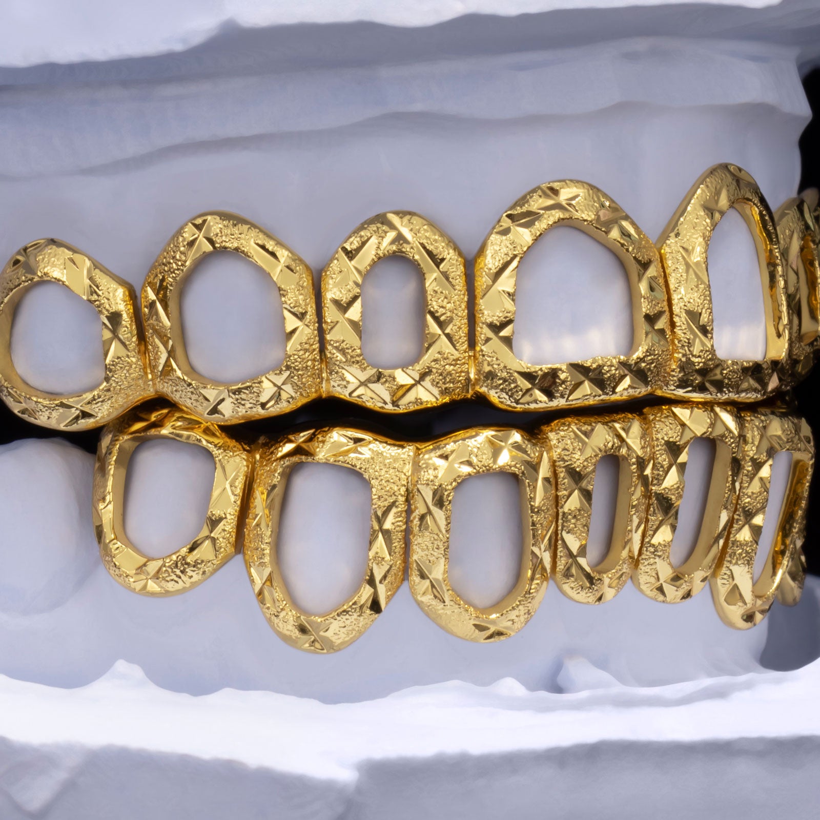 Open-Face Diamond Cut Dust Grillz