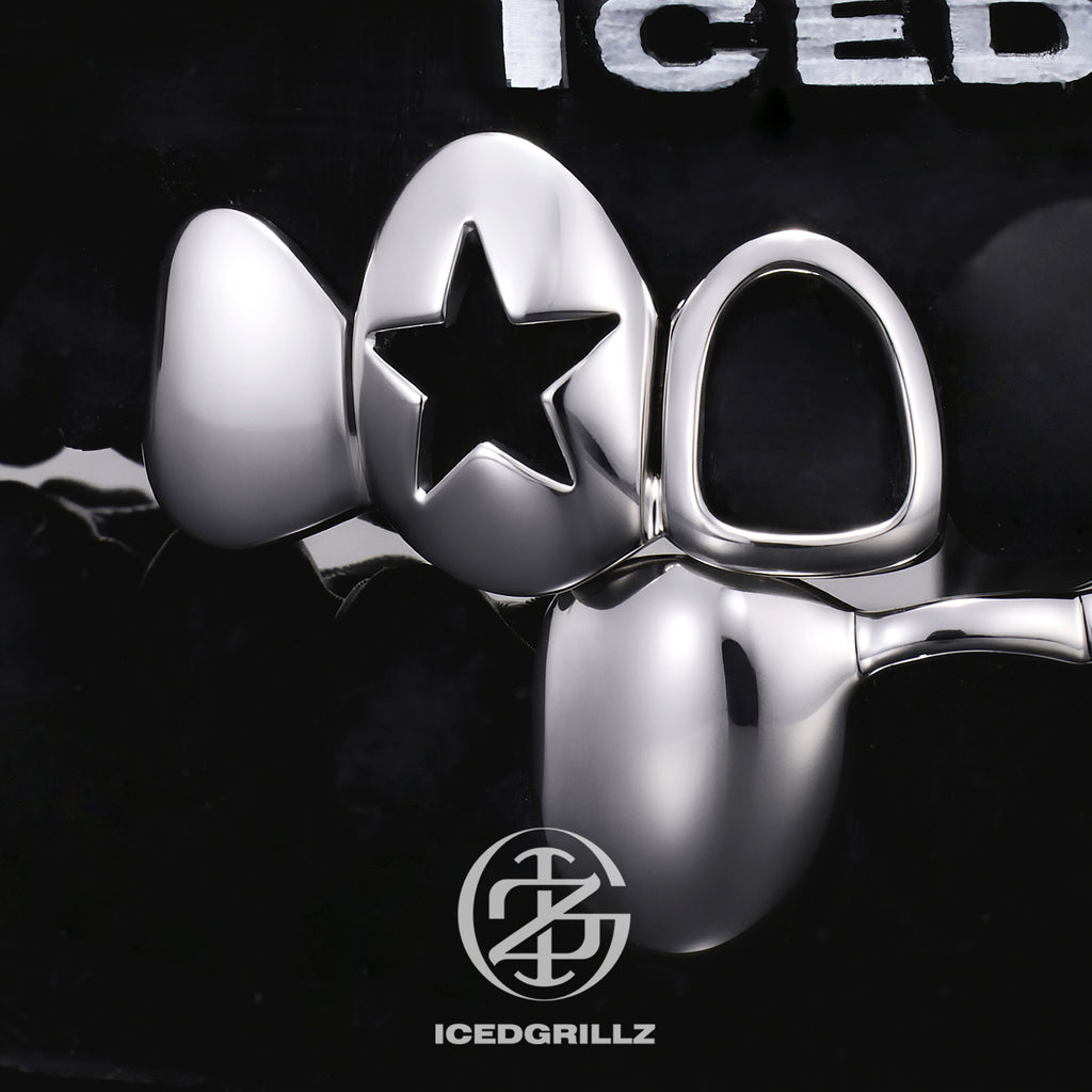 Open Face Star & Fangs Bridge Grillz