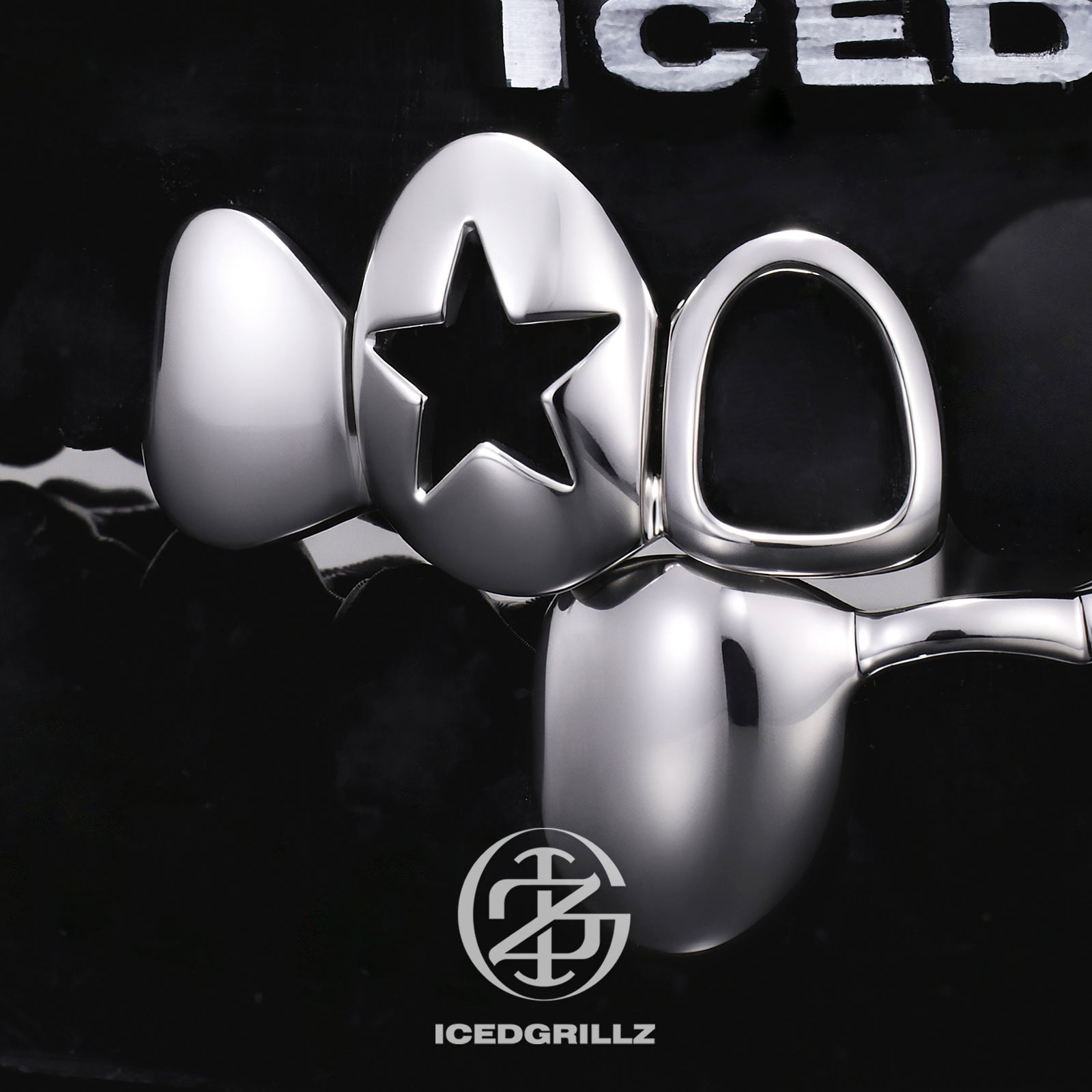 Open Face Star & Fangs Bridge Grillz