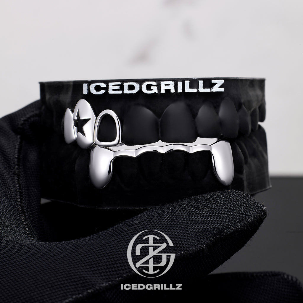 Open Face Star & Fangs Bridge Grillz