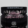 Pink Enamel Script Polish Black Gold Grillz