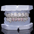 Pink Oval & Heart Cut Diamond Fang Grillz (Exotic Set)