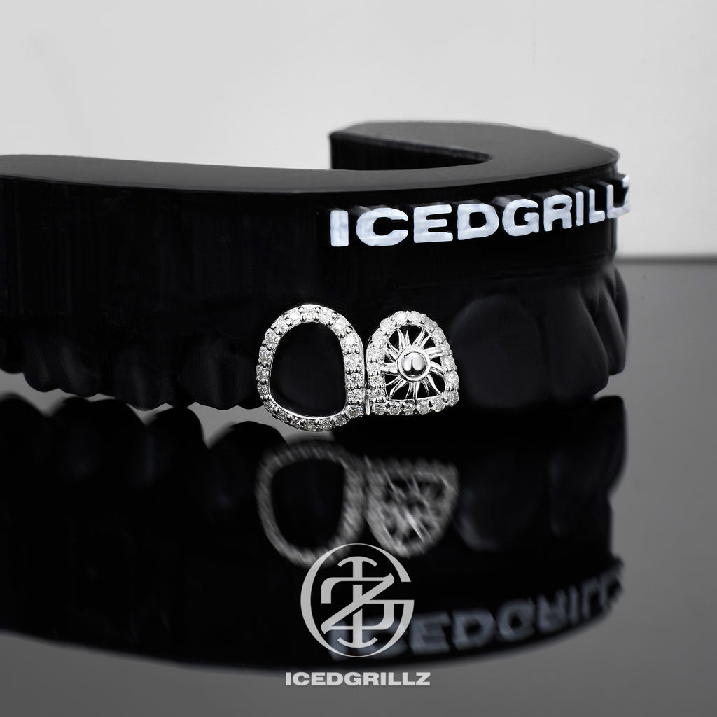 Plain Sunburst Iced Open Face Grillz