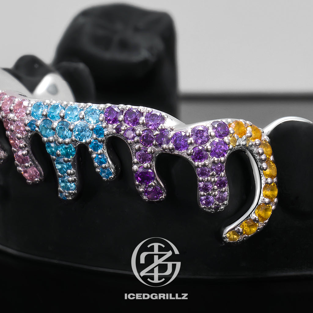 Rainbow Gem Melting Drip Grillz