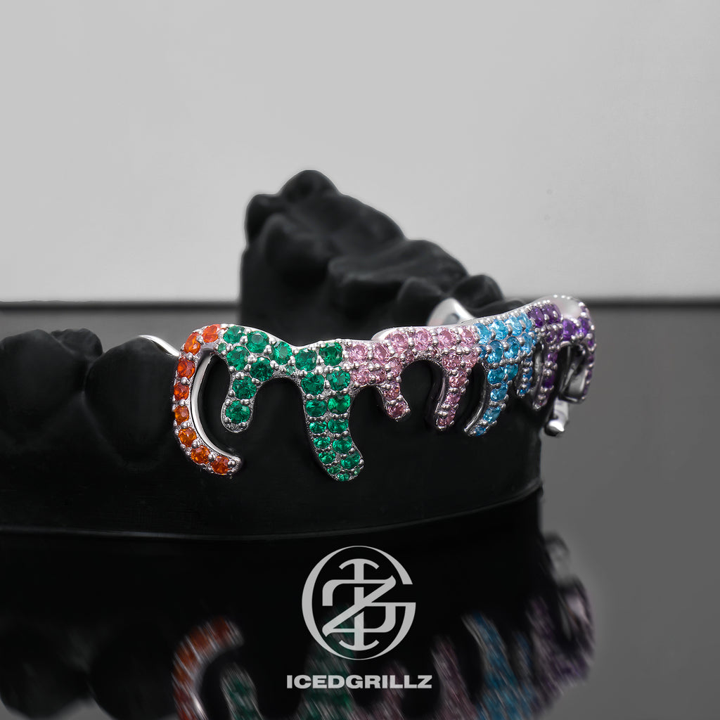 Rainbow Gem Melting Drip Grillz