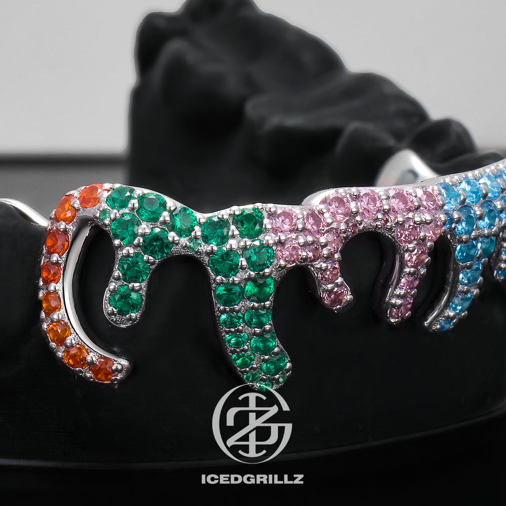 Rainbow Gem Melting Drip Grillz