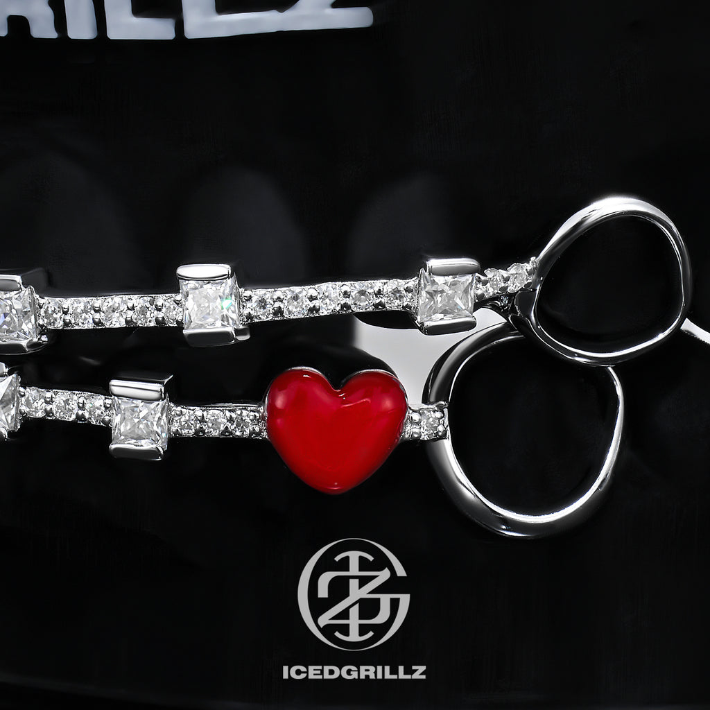 Red Heart Iced Baguette Bar Grillz