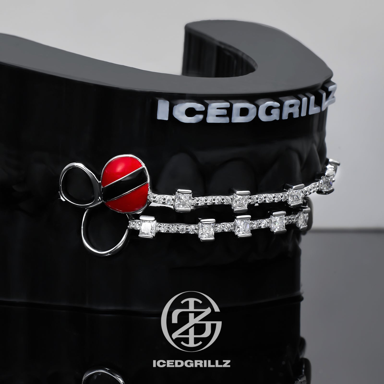 Red Heart Iced Baguette Bar Grillz