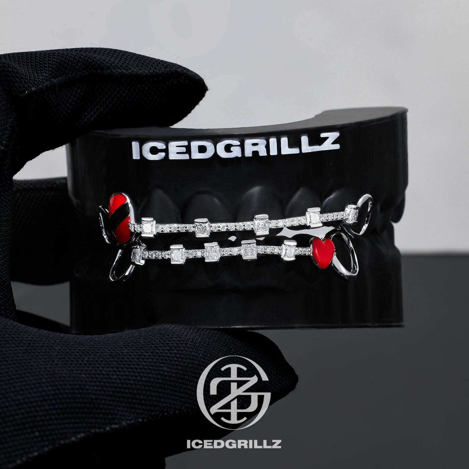 Red Heart Iced Baguette Bar Grillz