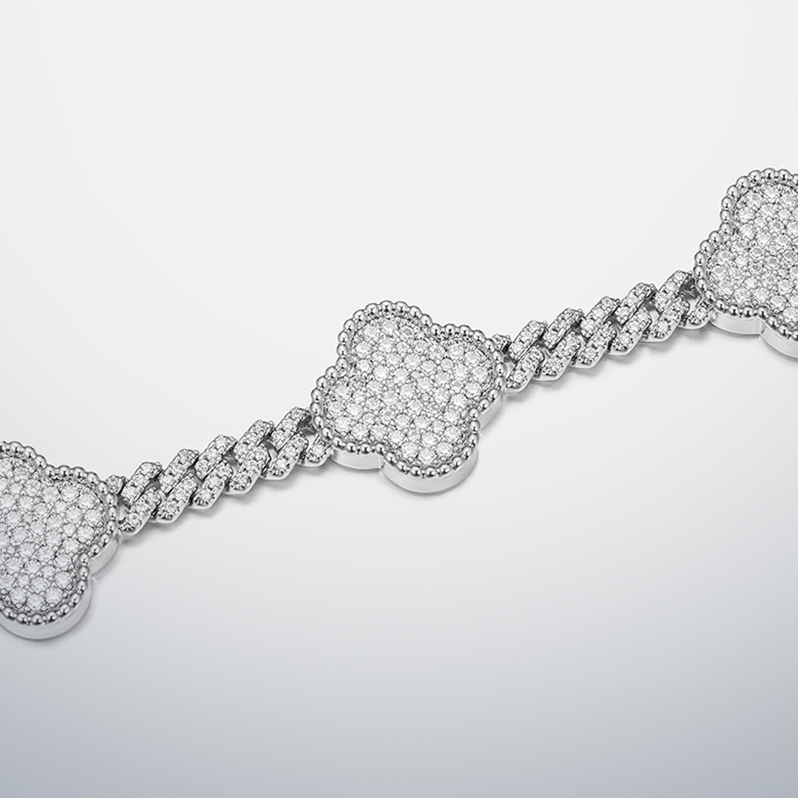 S925 Moissanite Clover Cuban Bracelet
