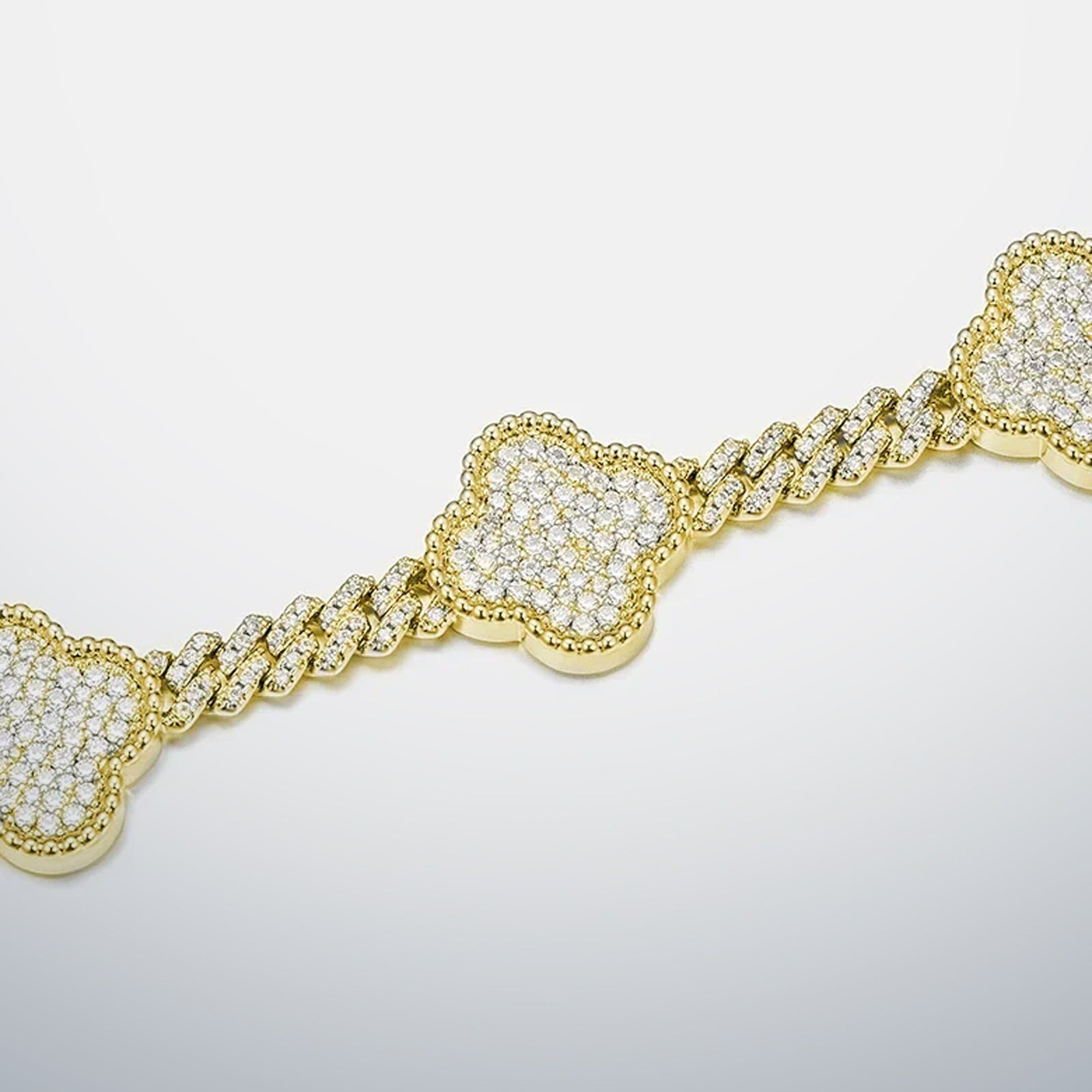 S925 Moissanite Clover Cuban Bracelet