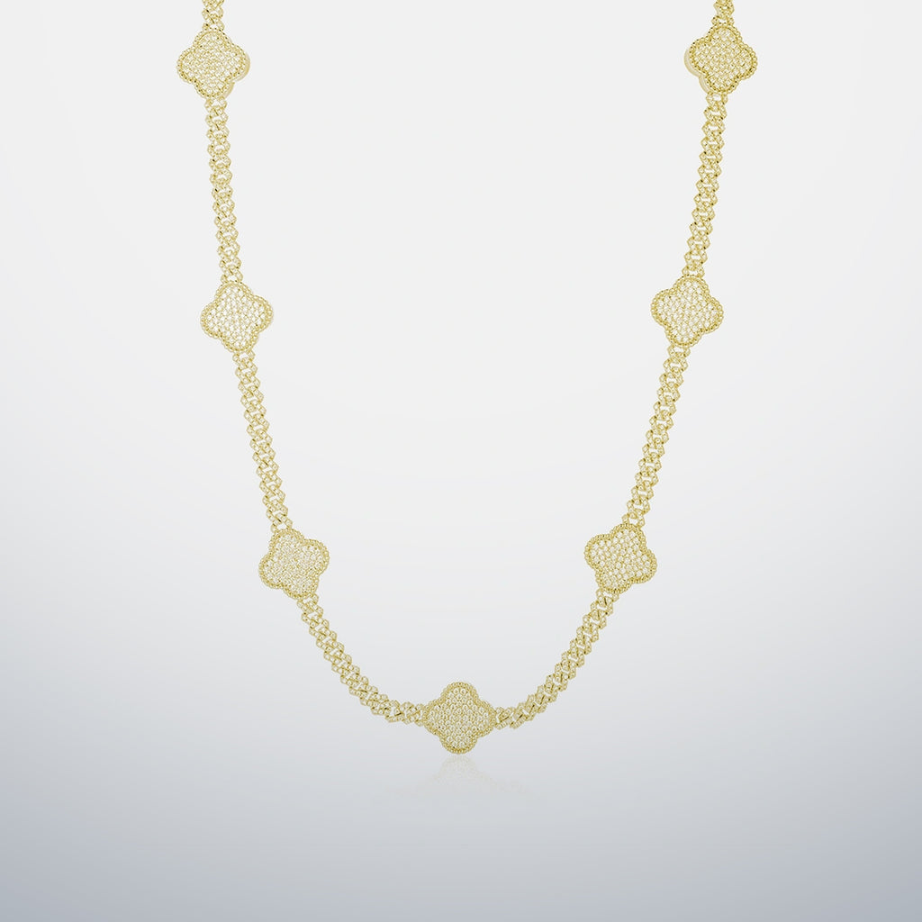 S925 Moissanite Clover Cuban Chain