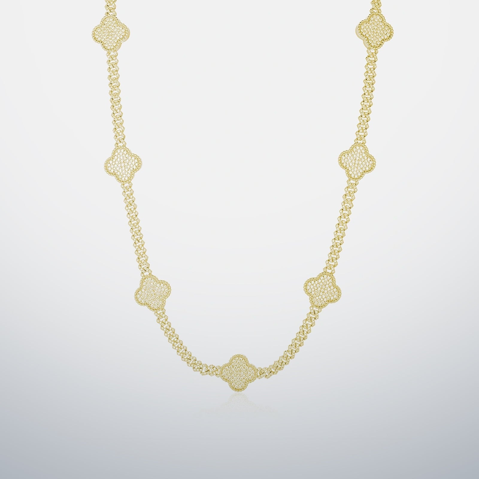 S925 Moissanite Clover Cuban Chain