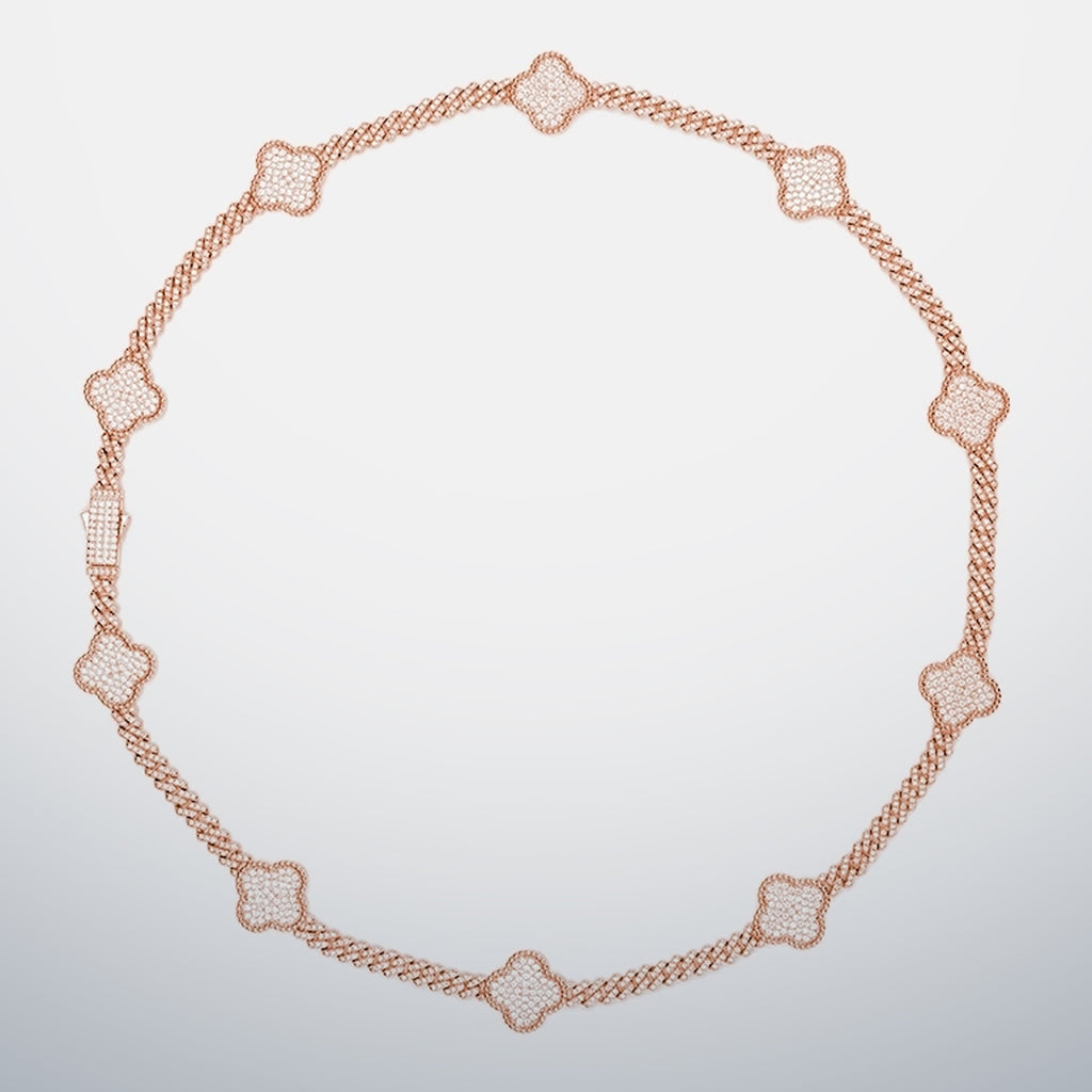 S925 Moissanite Clover Cuban Chain
