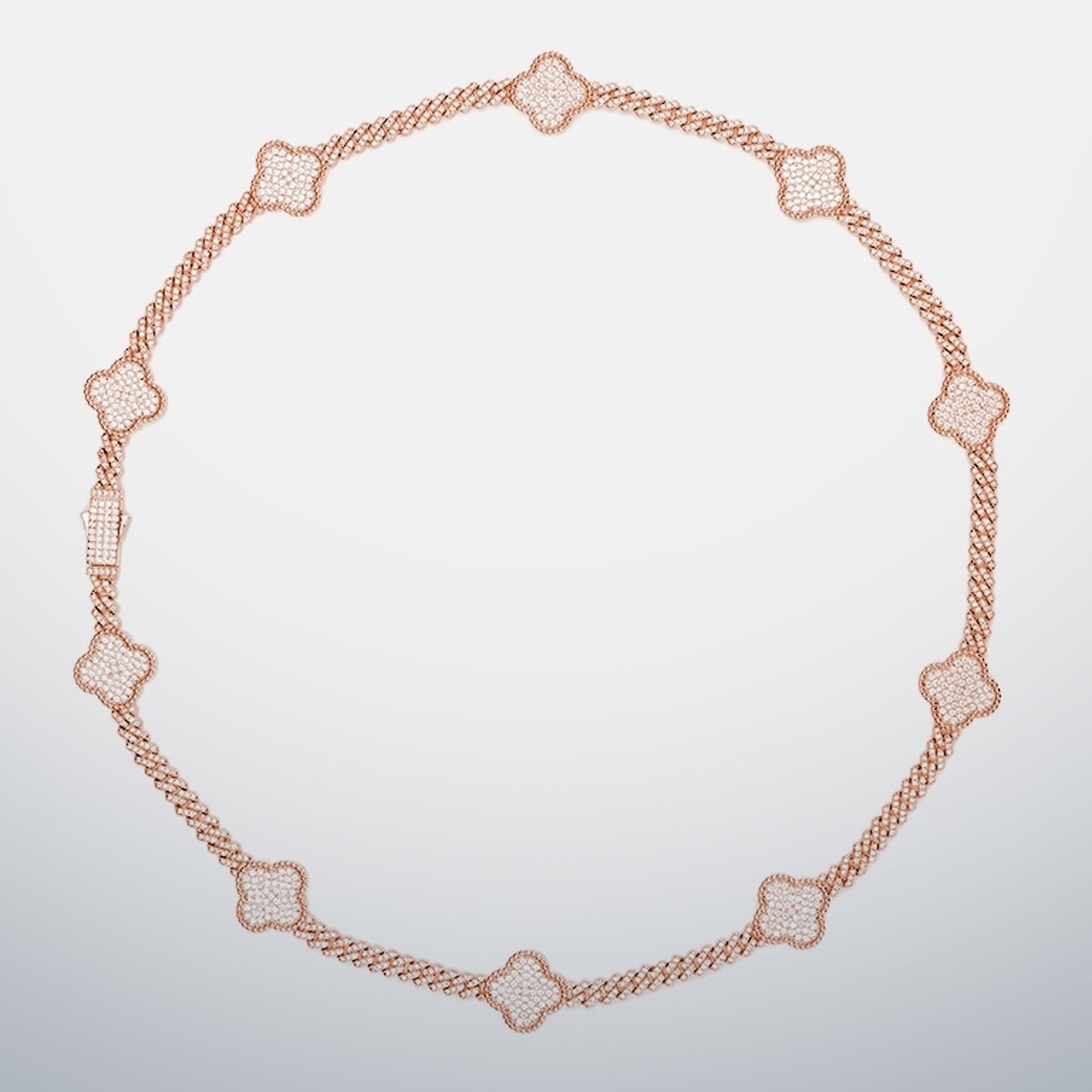 S925 Moissanite Clover Cuban Chain