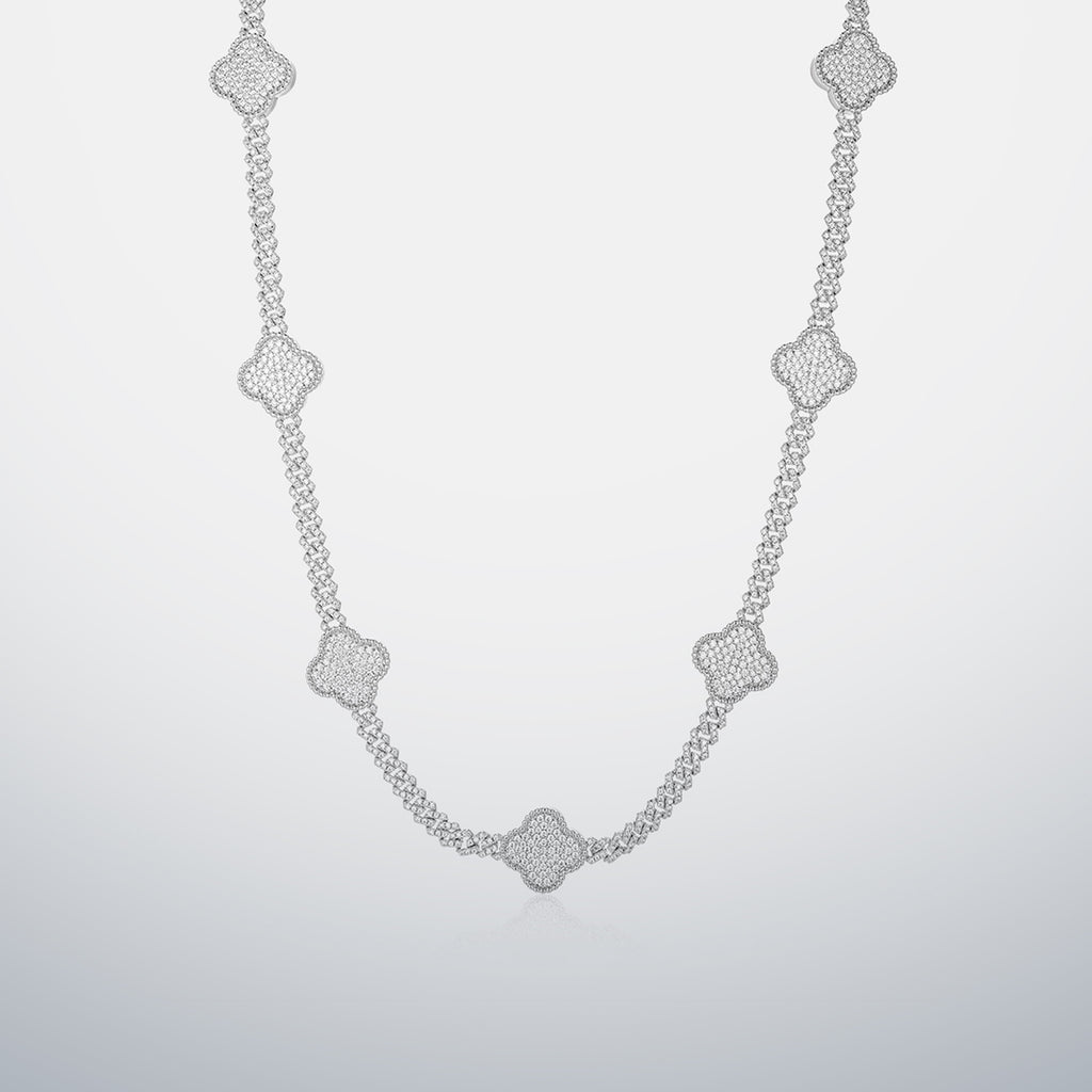 S925 Moissanite Clover Cuban Chain