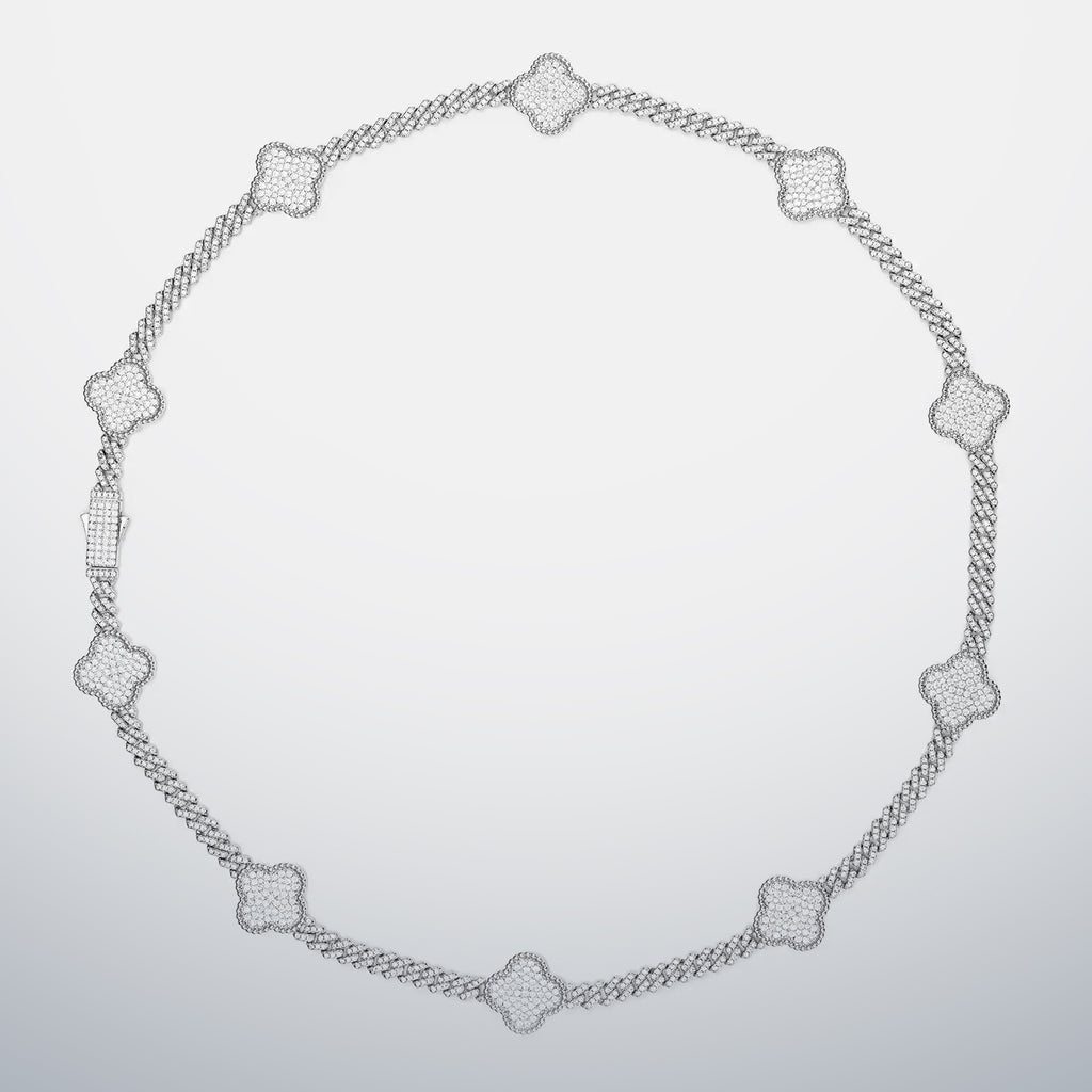 S925 Moissanite Clover Cuban Chain