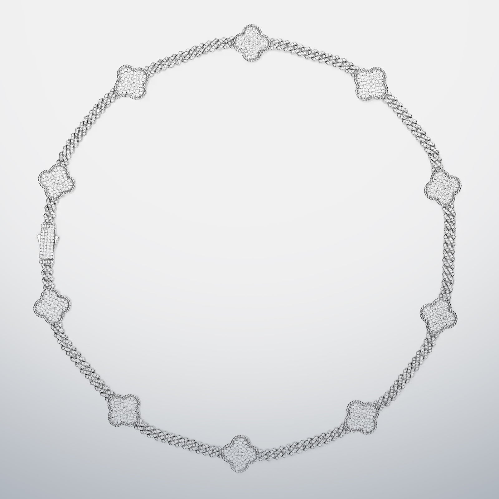 S925 Moissanite Clover Cuban Chain