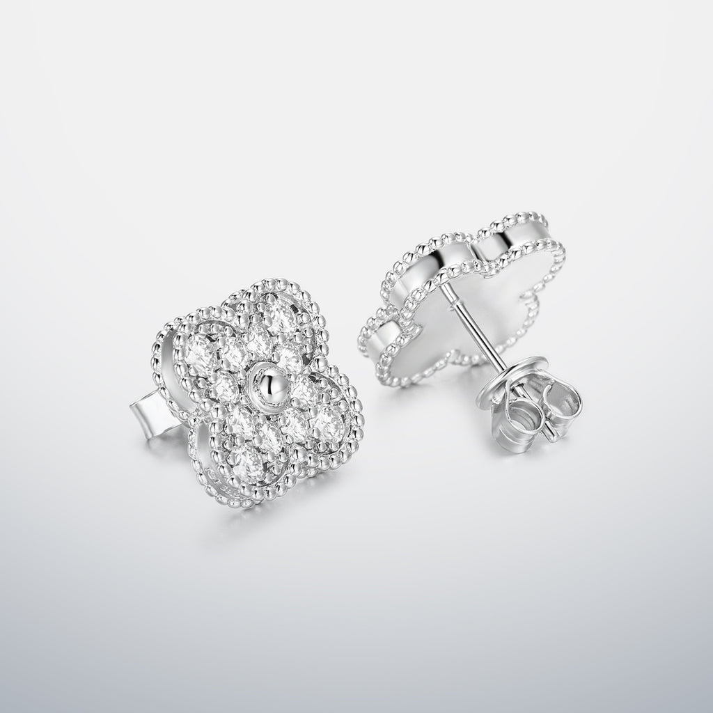 S925 Moissanite Clover Earrings